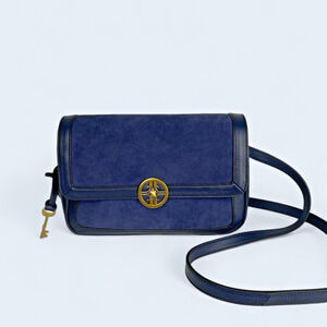 Fossil Jasmine Flap Crossbody Purse Handbag Insignia Blue NWOT